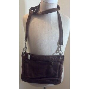 Kenneth Cole New York Vintage Expresso Brown Leather Crossbody Y2K Preppy Purse